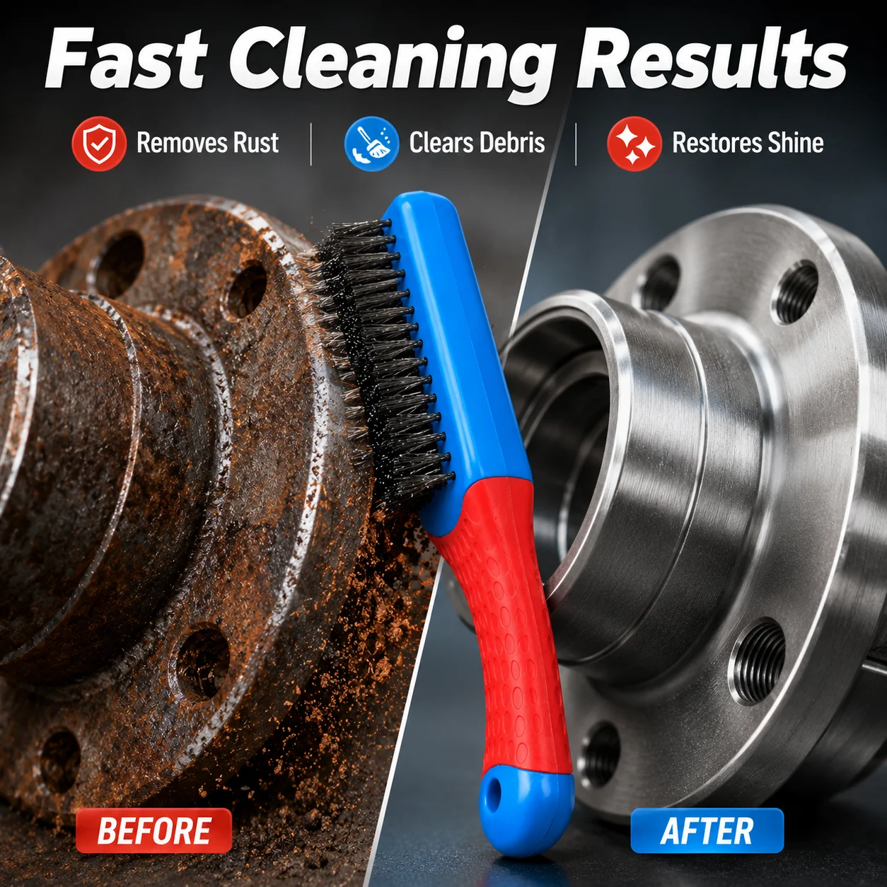 Wooden Handle Wire Brush, Durable Stainless Steel & Brass Bristles for Deburring and Cleaning