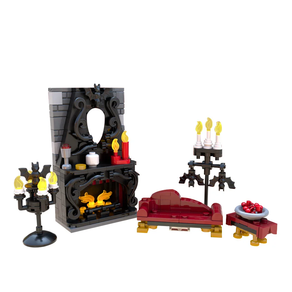MOC 공포 영화 Vampireeds 가구 전체 팩 빌딩 블록 모델 할로윈 중세 Throness 벽돌 조립 장난감 어린이 선물