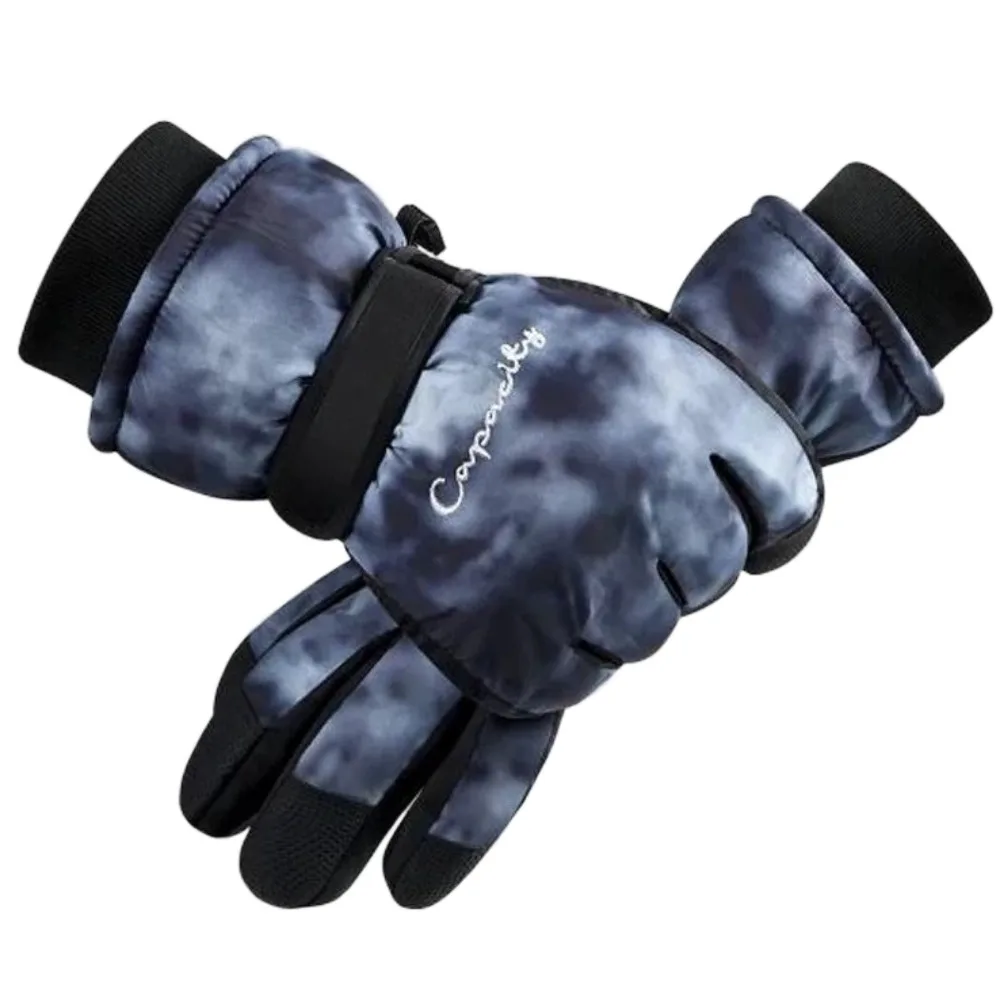

Tie Dye Winter Skiing Gloves Touchscreen Fleece Lined Plush Warm Riding Gloves Thermal Windproof Cycling Mitten for Women Adults