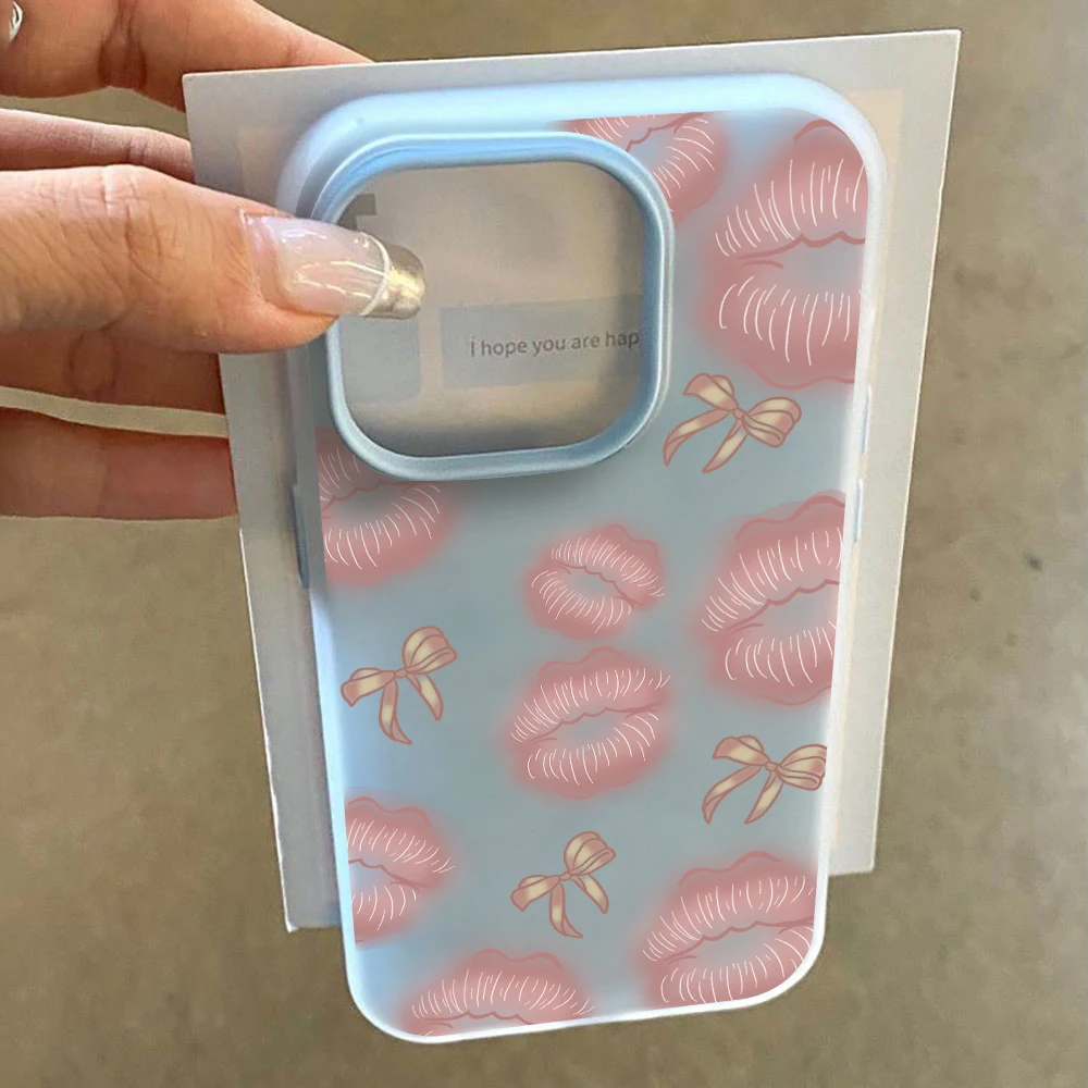 Für iPhone 17 15 16 14 Pro Max Hülle Plus Koreanischer Lippen-Print INS Cover Für iPhone 13 11 12 ProMax XS XR 8 Plus Bonbonfarbene Hüllen – Detail 3