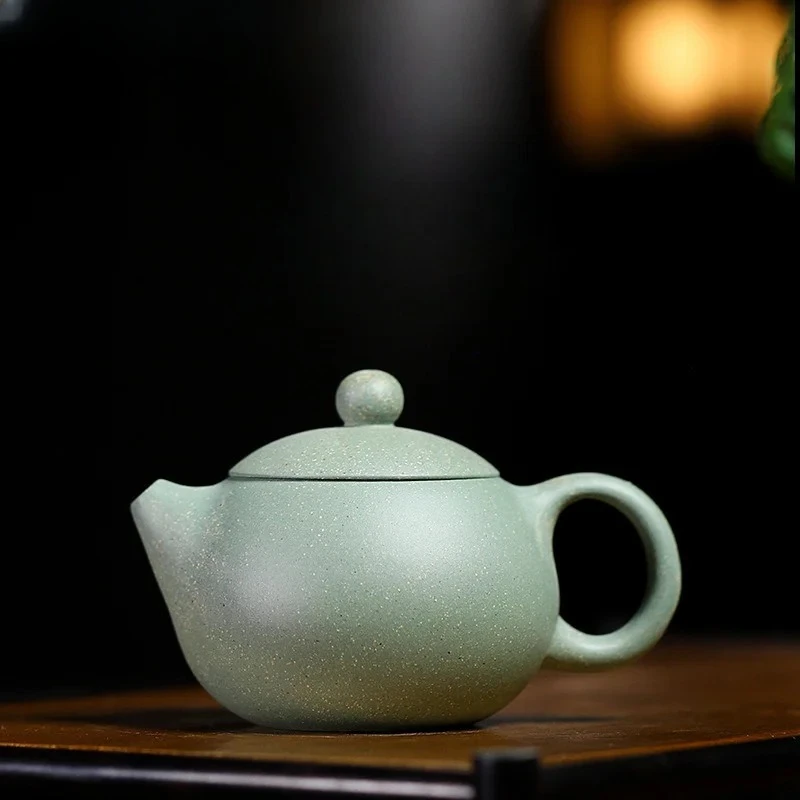 

100ML Handmade Yixing Purple Clay Teapots Handmade Xishi Pot Raw Ore Bean Green Mud Tea Soaking Kettle Zisha Tea Set Drinkware