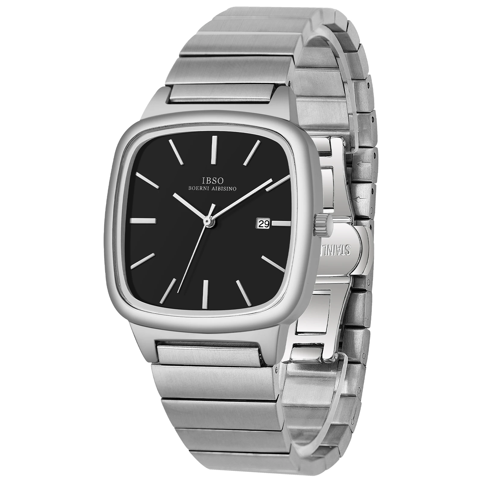 

Мужские кварцевые часы IBSO Square S1206G с браслетом из нержавеющей стали, оригинальный механизм, водонепроницаемость 3ATM, деловой стиль