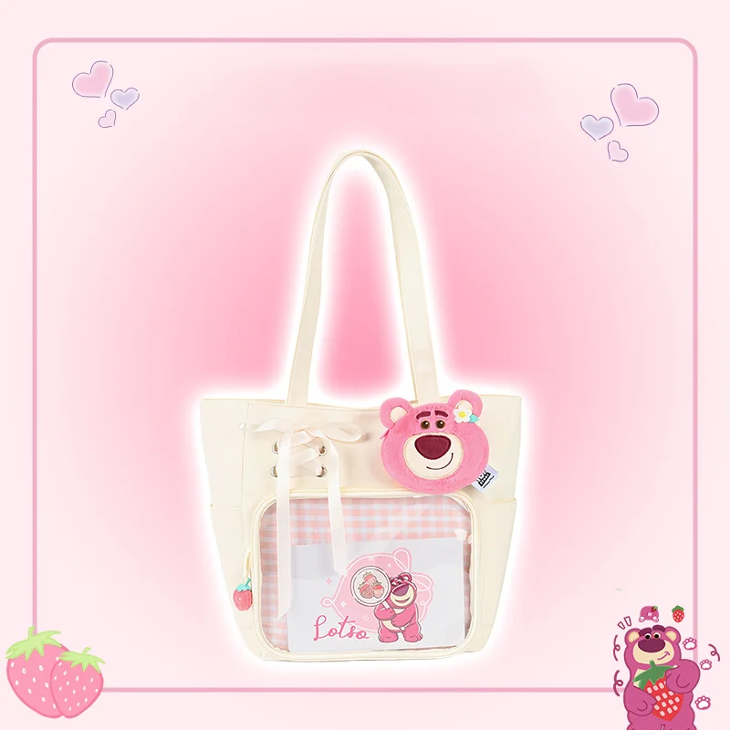 

Сумка-тоут из холщовой ткани Disney Stitch Lotso Winnie The Pooh с плюшевым брелоком