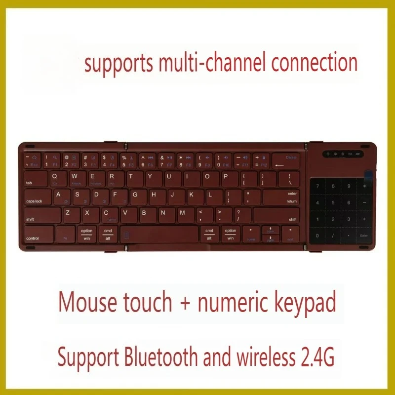 Folding Keyboard 3 Channels Bluetooth 5.1 Wireless Pu Portable Keyboard for Windows Android IOS Tablet Ipad Phone Keypad