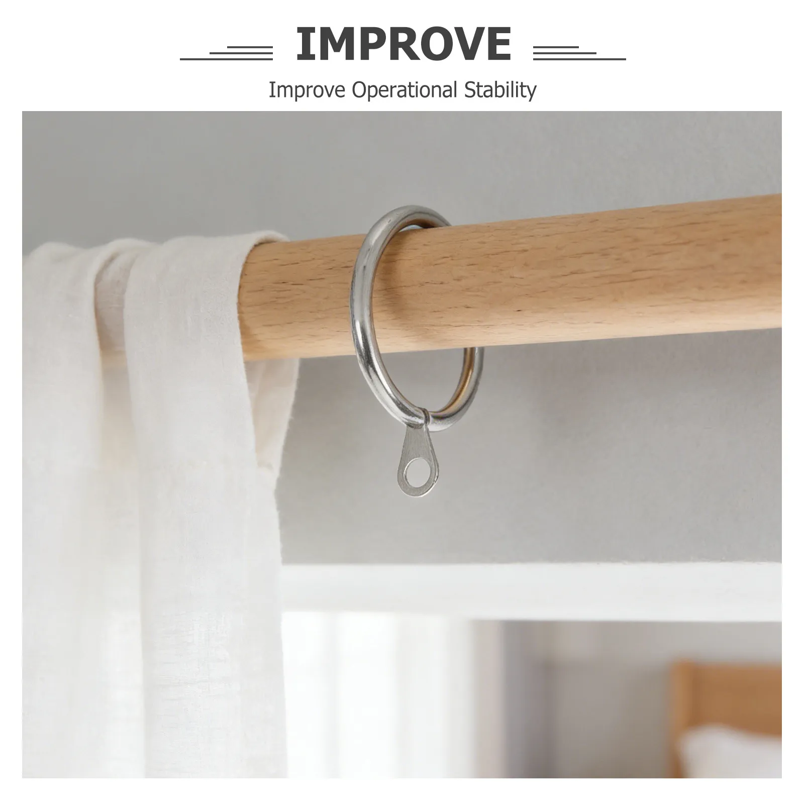 24 Sets Curtain Rings Eyelet Metal Drapery Rings Pin Hooks Easy Install for Shower Bathroom Window Door Curtains