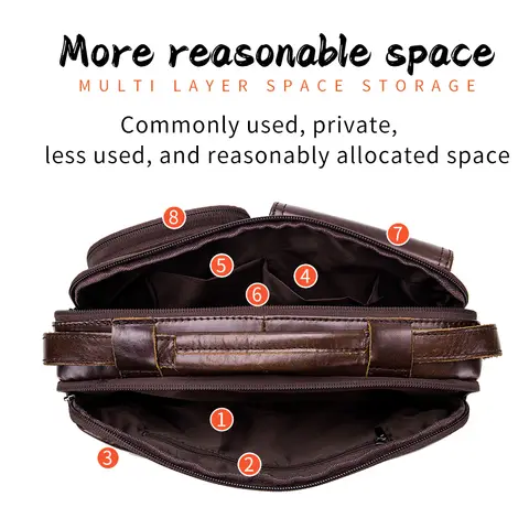 बुलकैप्टन नया असली लेदर पुरुषों का क्रॉसबॉडी बैग, पुरुषों का ब्रीफ़केस मैसेंजर बैग, कैज़ुअल बिज़नेस ब्रीफ़केस स्टाइल पुरुषों का शोल्डर बैग 8 best sales चमड़े का आदमी का बैग - №3