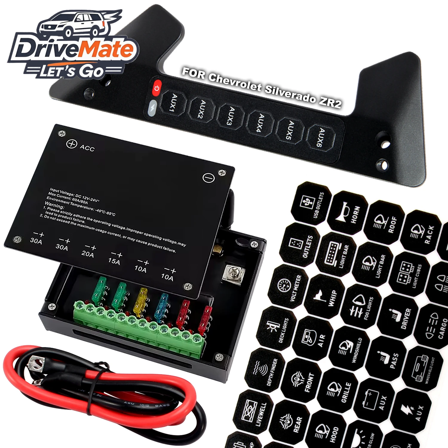 4X4 Offroad Car Grab Handle Switch Panel 6Gang Wireless Control for Chevrolet Silverado and GMC Sierra