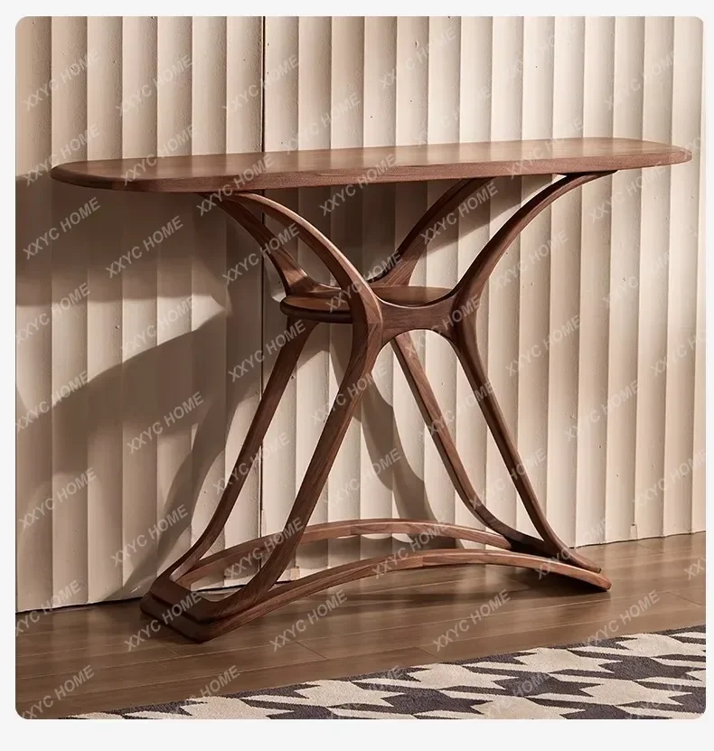 X-S North   black walnut porch table against the wall into the home shelf long case retro all solid wood HG