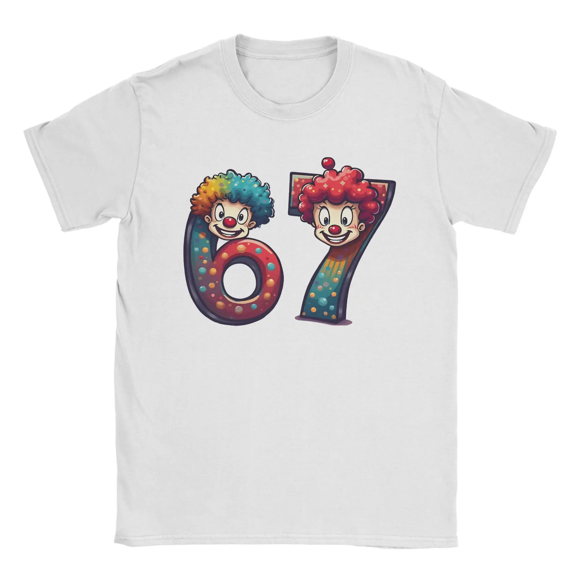 Number 6 and Number 7 Meme with Clowns T Shirt Summer Cotton T-Shirts For Men Harajuku DIY Tshirt Short Sleeve Y2K Casual Tees