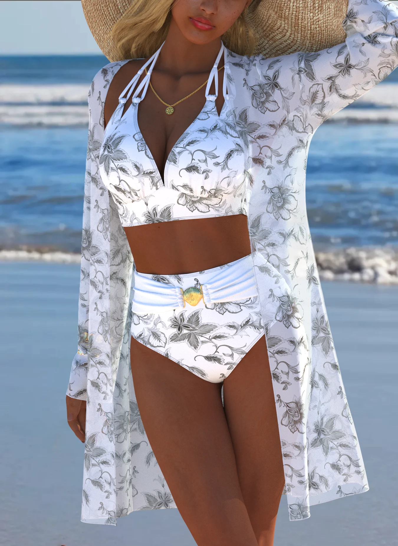 New Arrival Women Three Piece Bikini Set Sexy Elegant Modern Swimwear Ladies Swimming Costume Beach Outfit For Summer Beach Fest