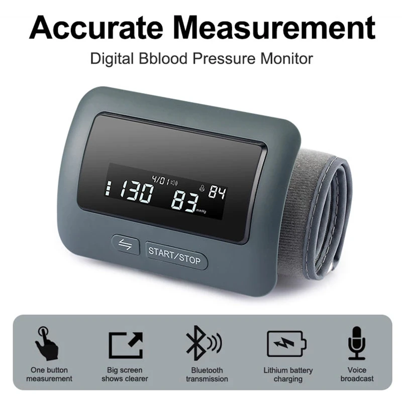 Bluetooth English and Russian voice automatic blood pressure monitor, LED large screen heart rate and blood pressure monitor