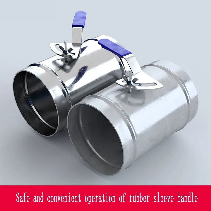 Manual Air Volume Control Valve 90 ° Rotation Galvanized White iron Handle Air Valve Stainless Steel Circular Pipeline Valve