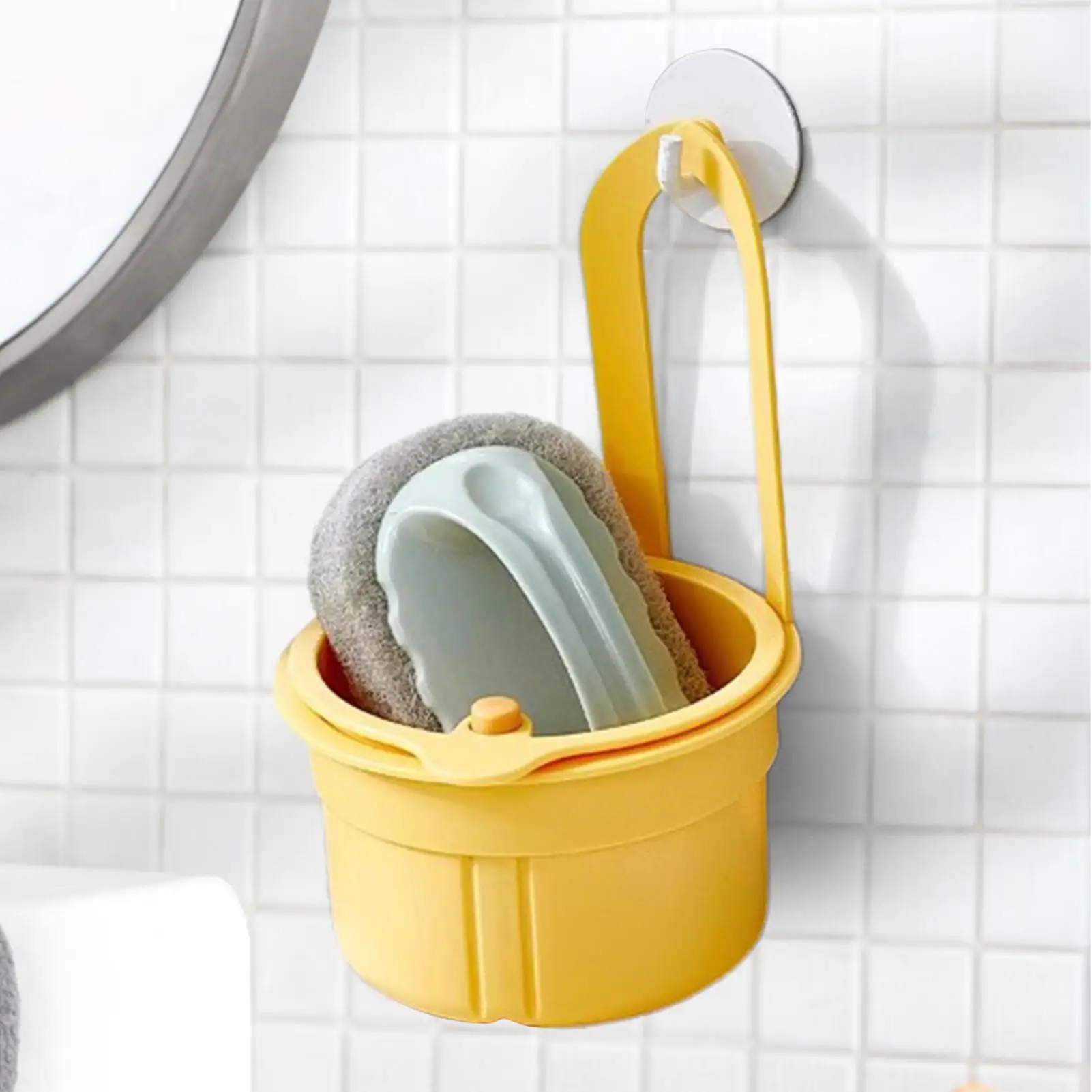 Kitchen Sink Hanging Strainer Basket Multifunctional One Touch Push Type Sink Drain Basket Automatic Dumping Basket Saving Drain