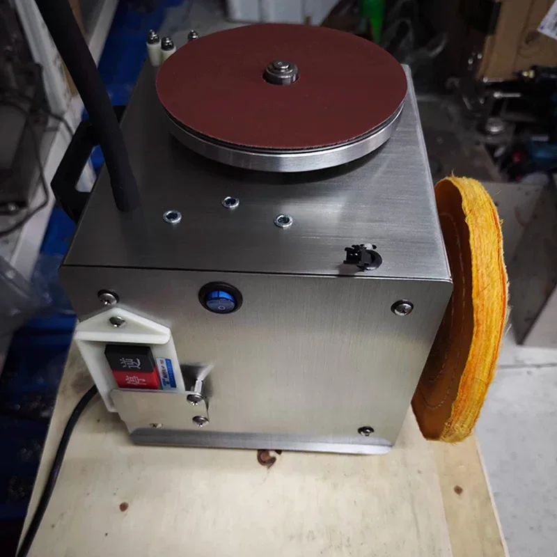 

220V Mini Bench Disc Sander Sanding Roller Electric Edge Sharpener Variable Speed Self-adhesive Benchtop Grinding Machine