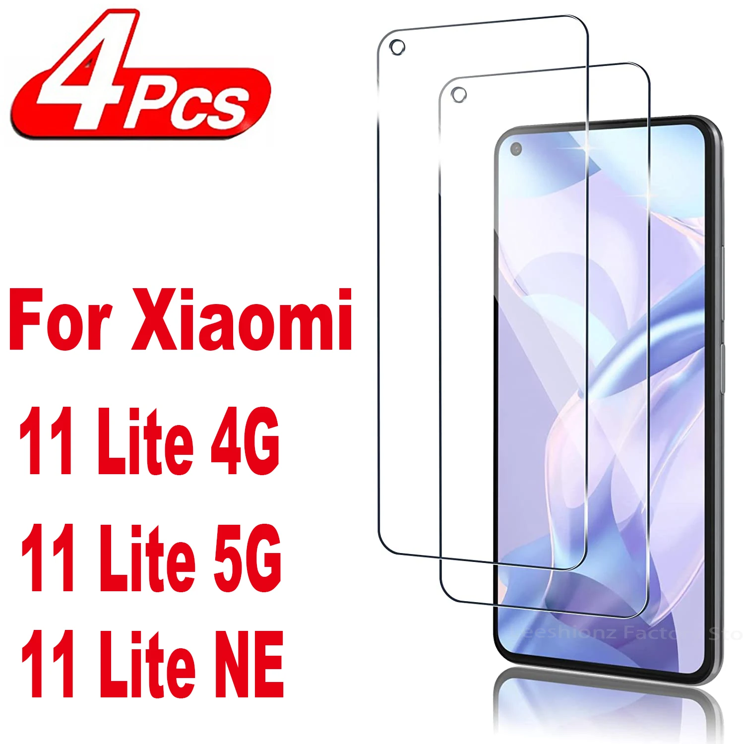 

2/4Pcs Tempered Glass For Xiaomi 11 Lite Ne Full Glue Protection Glass