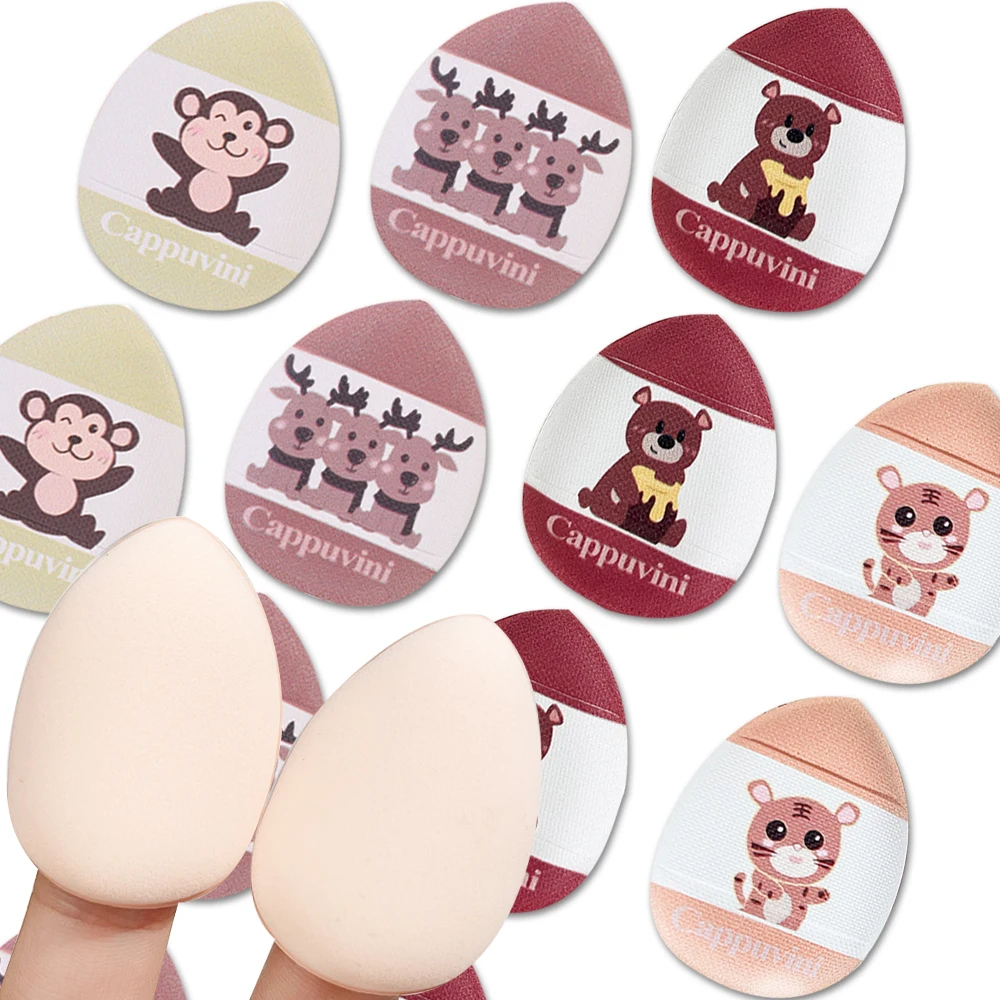 4 PCS/set Thumb Powder Puffs Unique Animal Patterns Small Size Finger Puff Beauty Foundation Cushions Sponge Wet Dry Makeup Tool