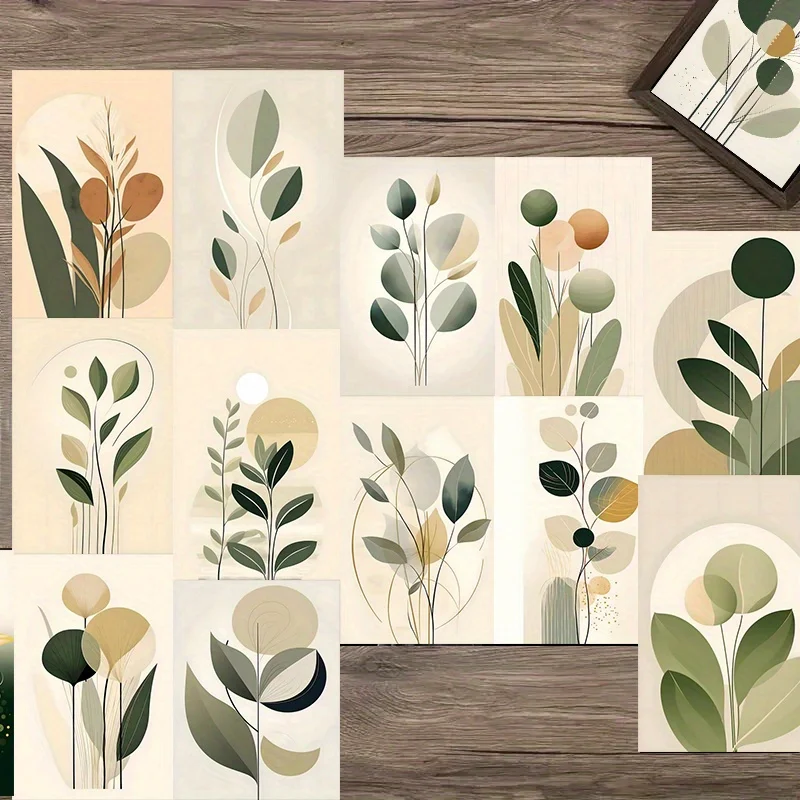 20PCS Green Plant Art Postcards, Fresh and Healing Postcard Set, Christmas Decoration Classic Room Decoration