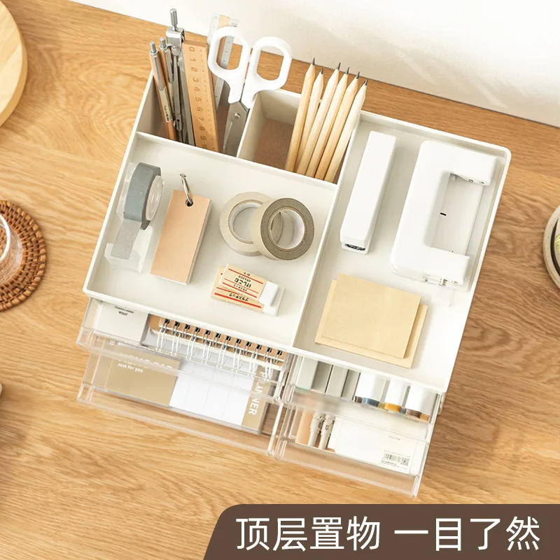 Factory Direct Sale Ins-Style Stylish Desktop Pen Holder Organizer Large Capacity Dust-Proof Plastic Stationery For Home