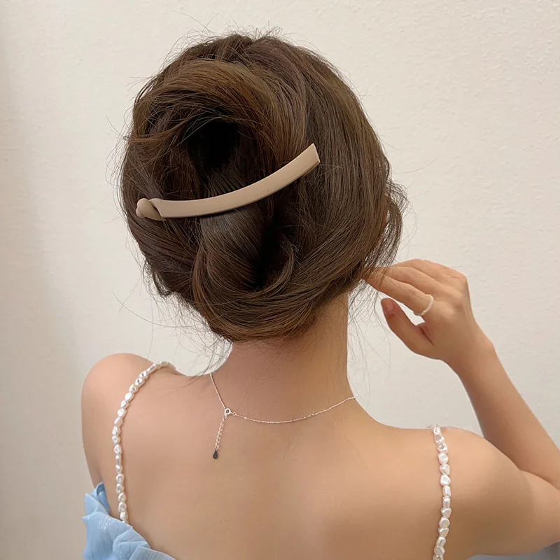 Neue Schlichte Haarspange Pferdeschwanzhalter Matt Einfarbig Modisch Minimalistisch Haarklammer Rutschfester Pferdeschwanzclip Haaraccessoires für Frauen – Detail 10