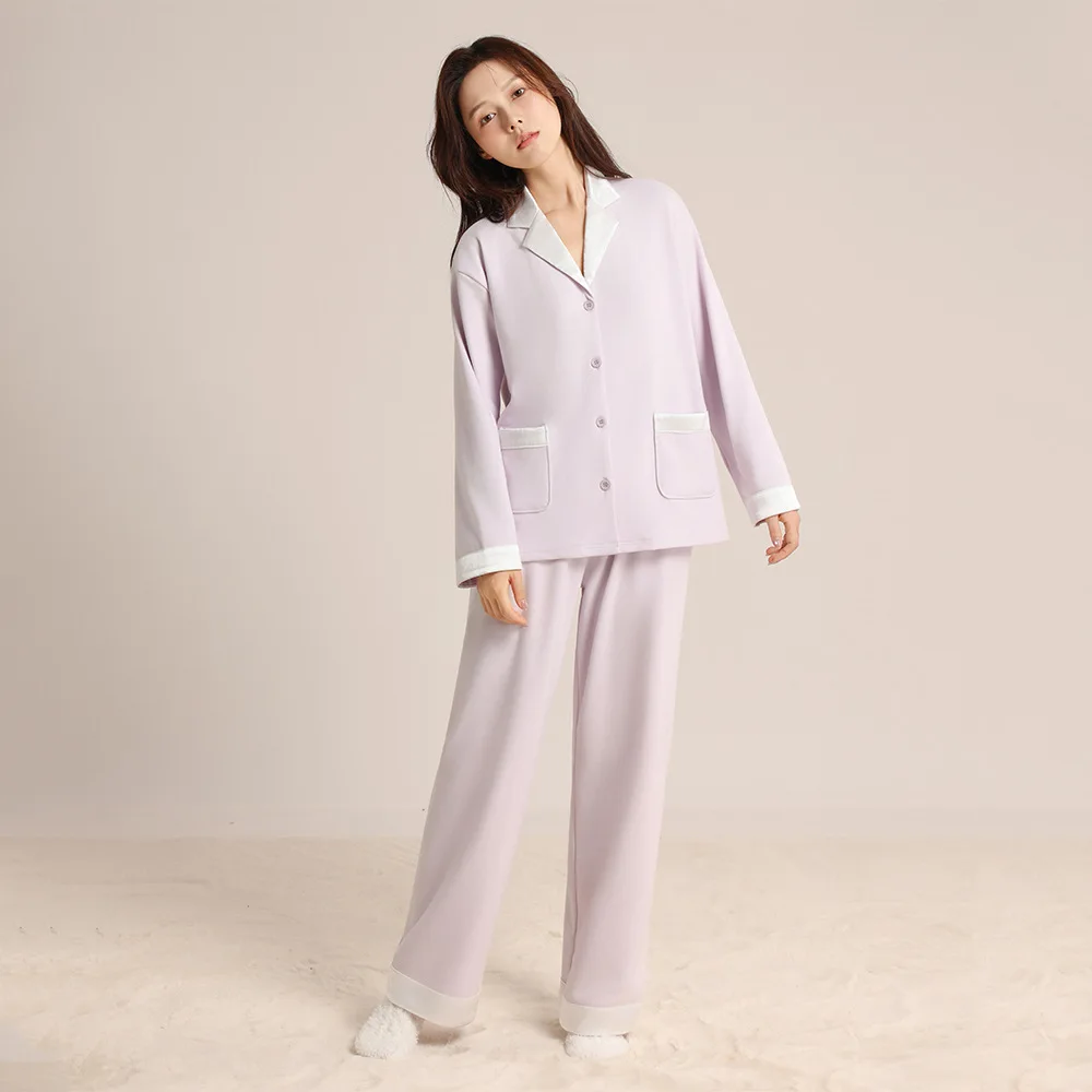 

Осенняя одежда для сна, женские пижамы из двух предметов со штанами, новинка 2025, домашняя одежда, женские пижамы, корейский домашний костюм с длинными рукавами, женский