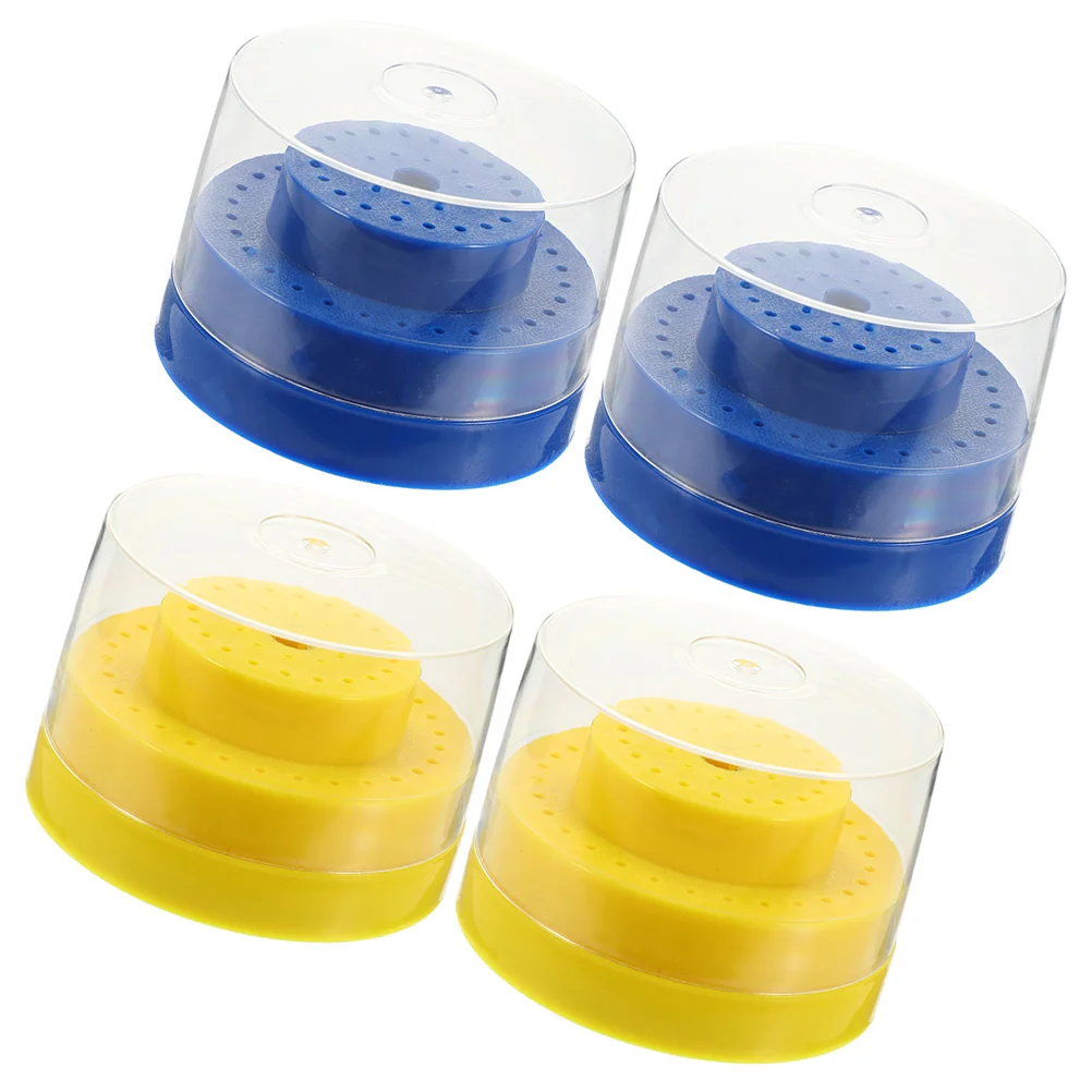 

4pcs Bits Holder Storage Box Sturdy Pp Material Multi Slot Tool Organizer Drill Container Transparent Lid Parts Organizer Nail