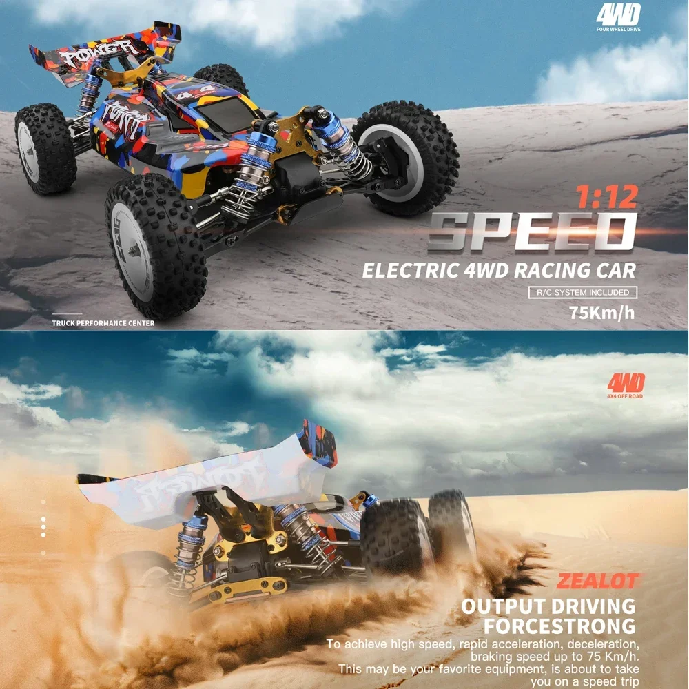 WLtoys 124007 1:12 Electric 4WD Racing Car 75km/h Speed RC Car 2.4G Remote Control Drift Crawler Built-in Mobile Phone Bracket