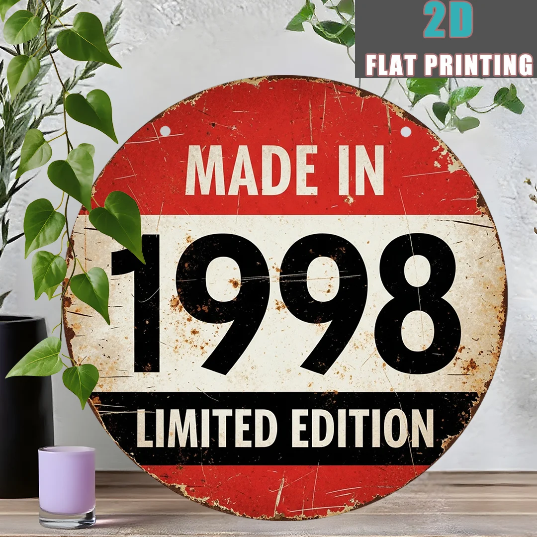 

2D Flat Printing, 1pc, 1998 Vintage Metal Aluminum Sign, Outdoor Plaque & Wall Decoration (8 Inches X 8 Inches), Retro Style, a