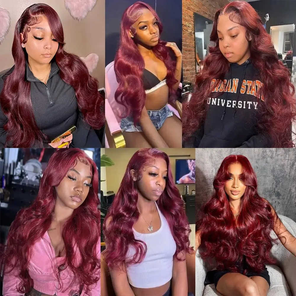 16A Burgundy 99j Body Wave Bundles Brazilian Red Colored Human Hair Bundles 4/5/6 Pcs Hair Extensions Water Wave Weave Bundles