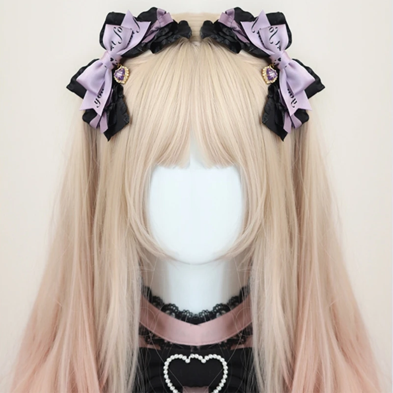 N80C Cool Girl Bowknot Hair Clip Teenager Girl Side Clip Goth-Subculture Hairclips