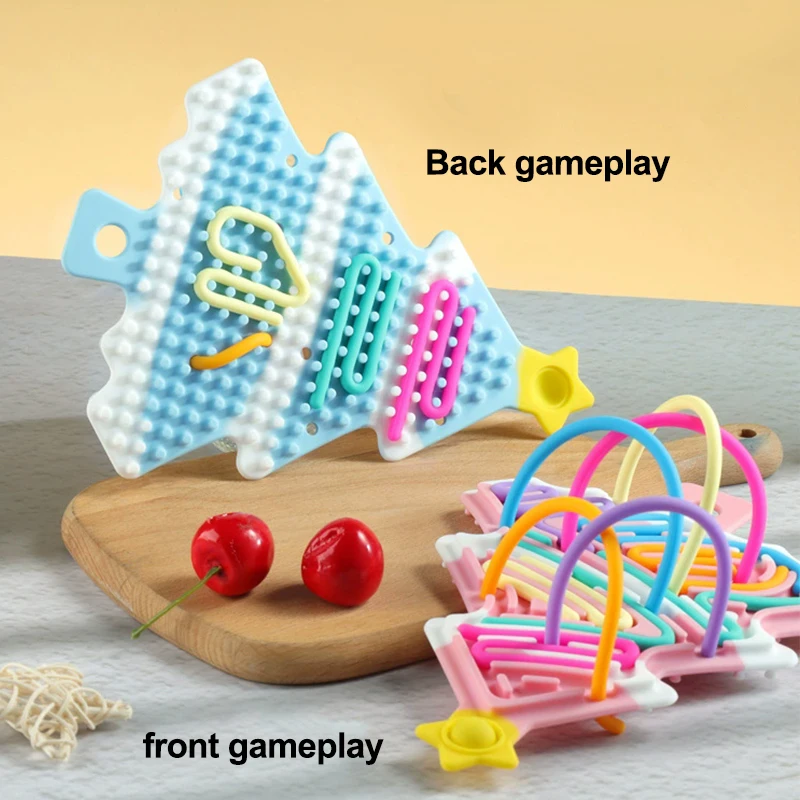 

Kid's 3D Silicone Sensory Fidget Toy Jigsaw Puzzle Portable Fine Motor Skills Busy Board Christmas Activity Design Tree Shape