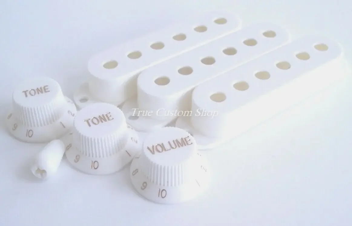 White Pickup Covers Knobs and Switch Tips Kit for F//d/ Strat-