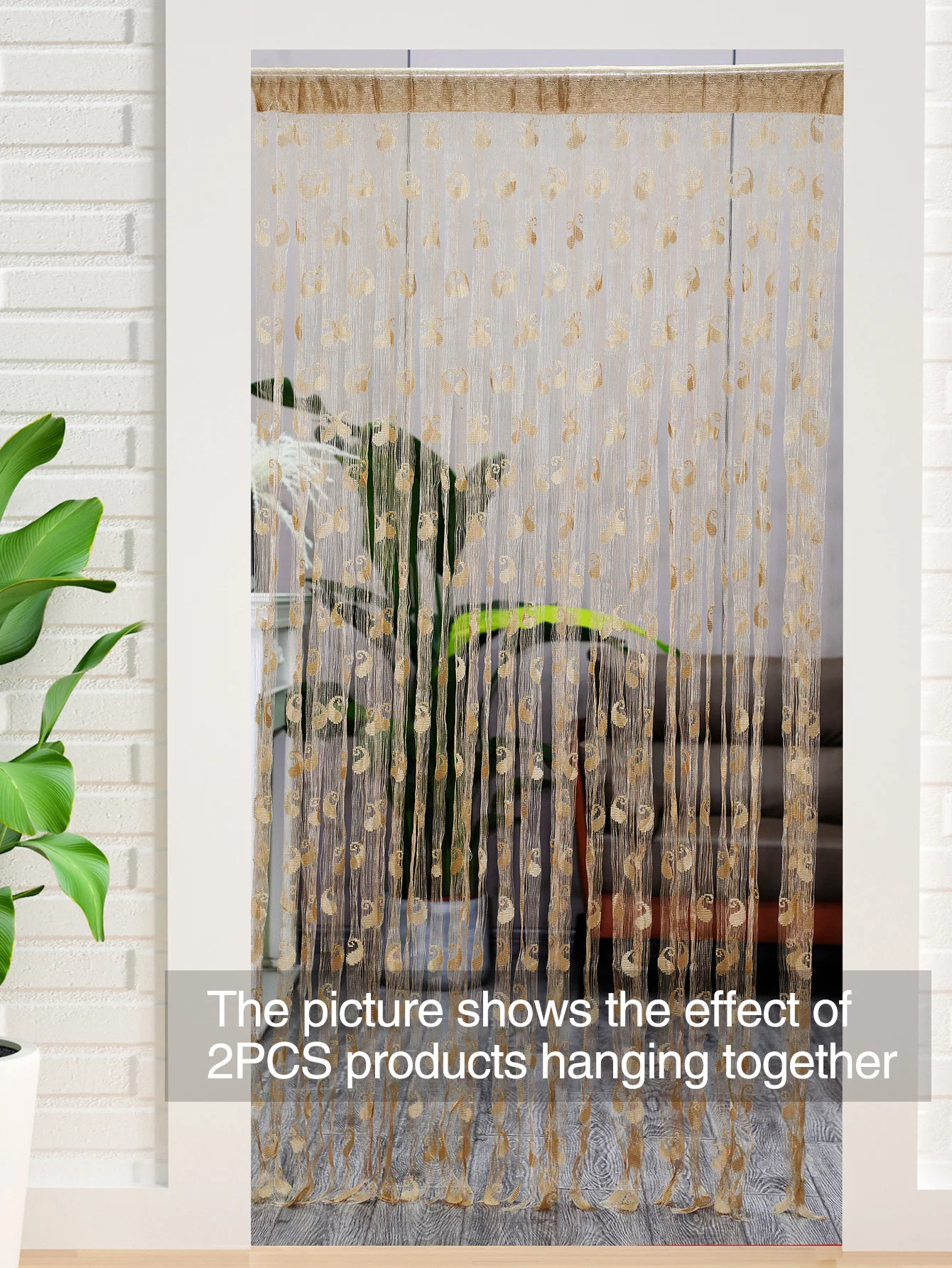 Korean ear ring line curtain tassel door curtain decorative curtain light transmittance curtain 1PC