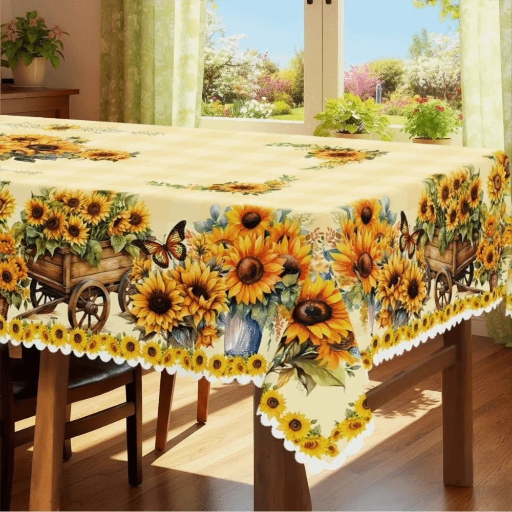 Sweet Sweet Floral Tablecloth Waterproof Anti-fouling Desk Decoration Cloth Embossed Edge Rabbit Butterfly Table Mat Kitchen