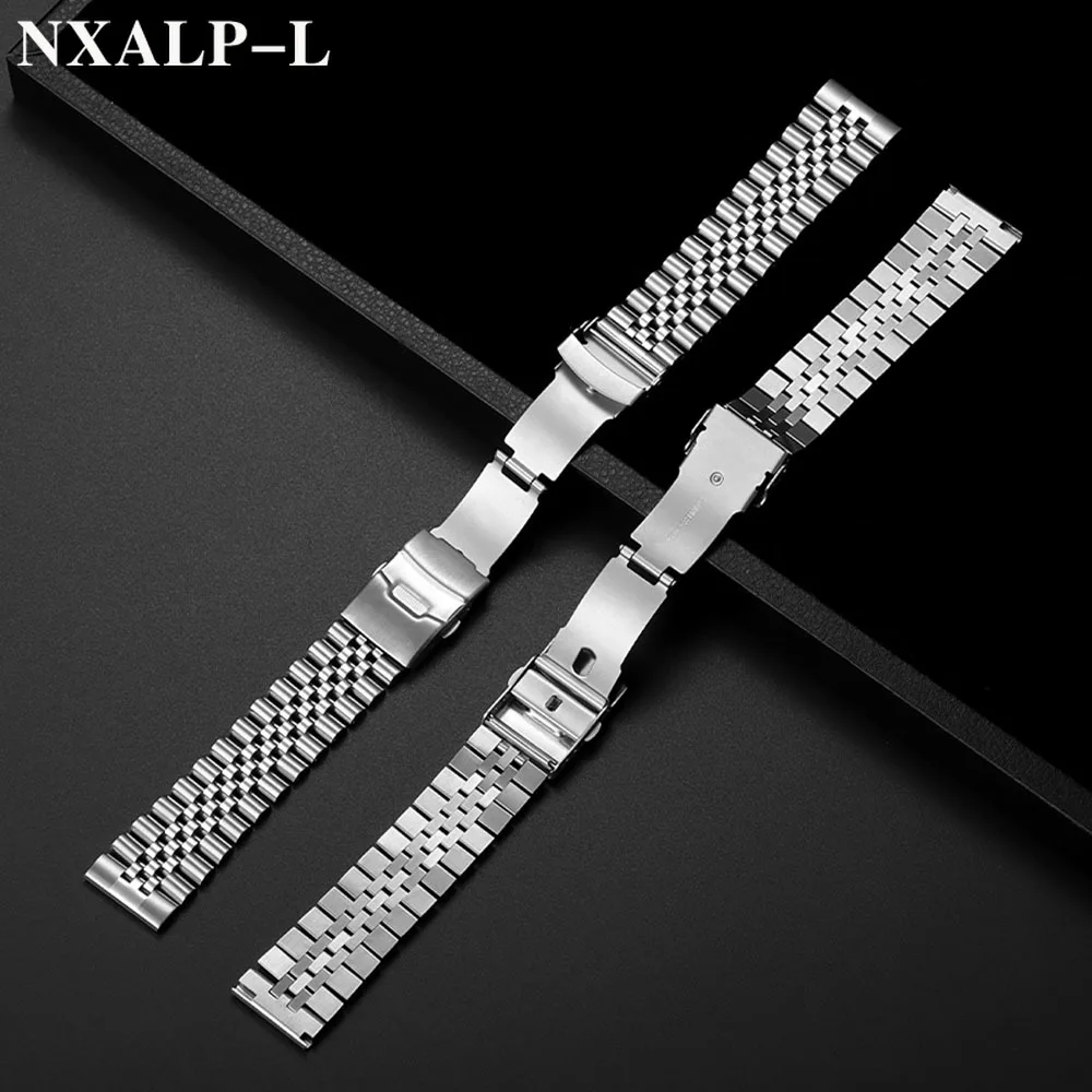 Straight End Solid Stainless Steel Strap for Seiko SKX007 SKX009 for Jubilee Metal Watch band 18/19/20/21/22/23/24mm Bracelet