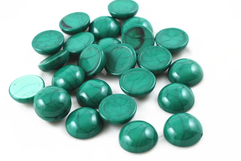 New Fashion 40pcs 12mm Green Color Flat Back Resin Cabochons Cameo  G5-26