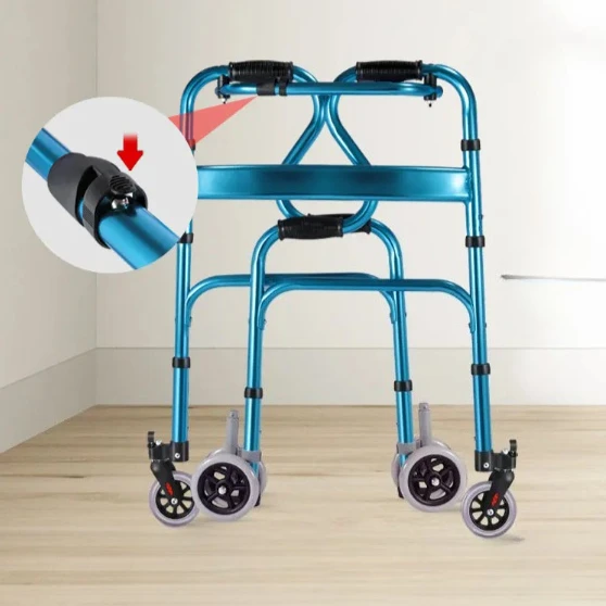 Aluminum Alloy Medical Walkers with Brake Adjustable Commode Chairs Walking Aid Rollator for Seniors Walking Stick with Seat