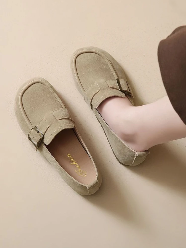 Mocasines Cómodos para Mujer, Suela Suave de Gamuza, Punta Redonda Vintage, Estilo Boho, Calzado de Moda Otoño 2026