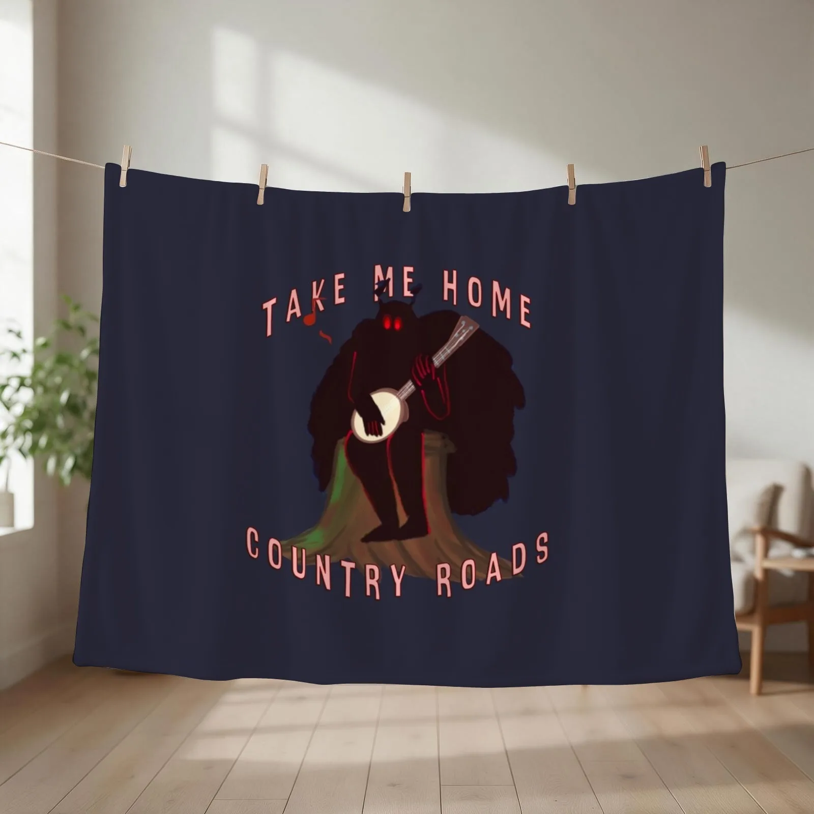 Mothman, Country Roads (but like he has a Banjo) Throw Blanket Travel Bed Stuffeds For Baby Blankets