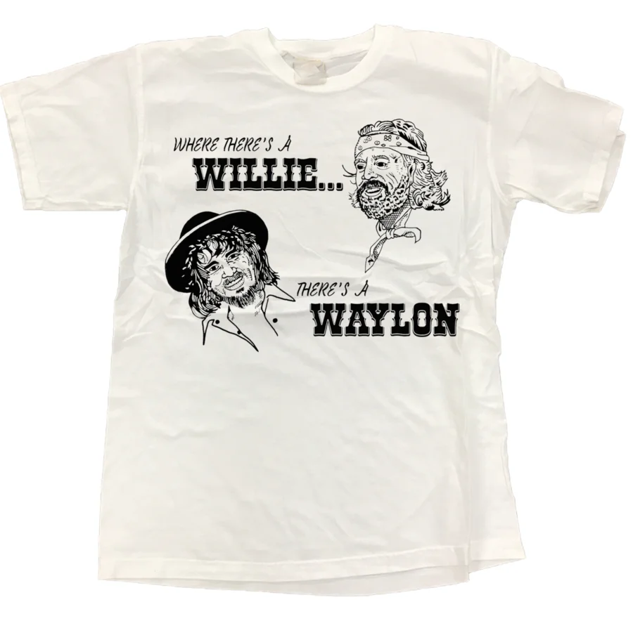 Where There's A Willie & Waylon Art T shirt Reprint digital Round Neck