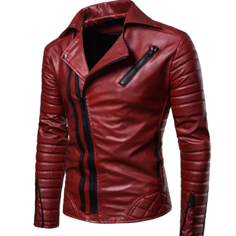 

Winter New Clothes Men Solid Color Pu Motorcycle Leather Coat Men Korean Loose Lapels Leather Jacket Casual Versatile Outerwear