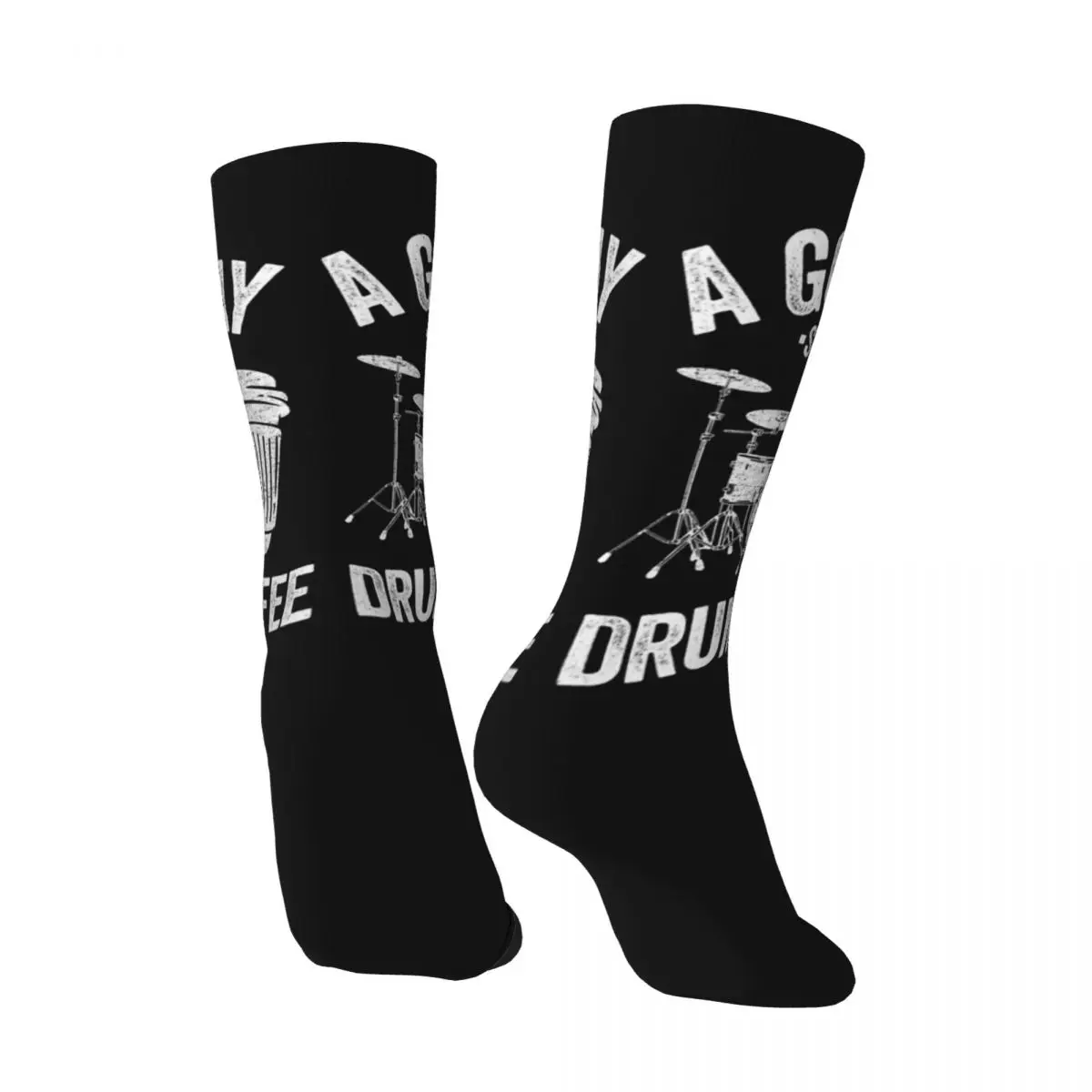 Men's compression Socks A Good Day Starts With Drums And Coffee Retro Harajuku Good Days Start With Coffee Crew Crazy Sock