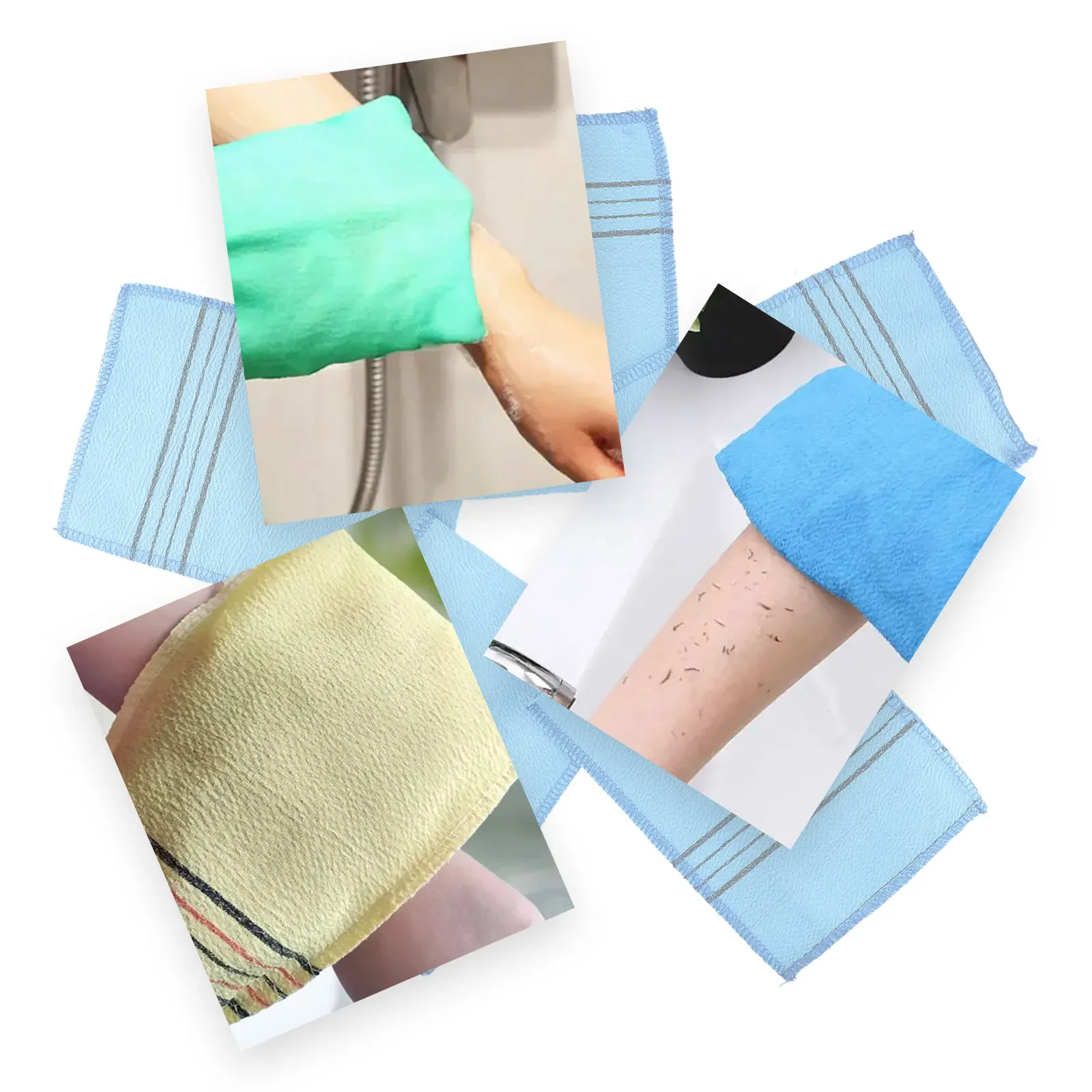 5Pcs Exfoliating Bath Towel Glove Korean Exfoliating Body Scrub Shower Towel Washcloth Portable For Adults Coarse Grain Brush