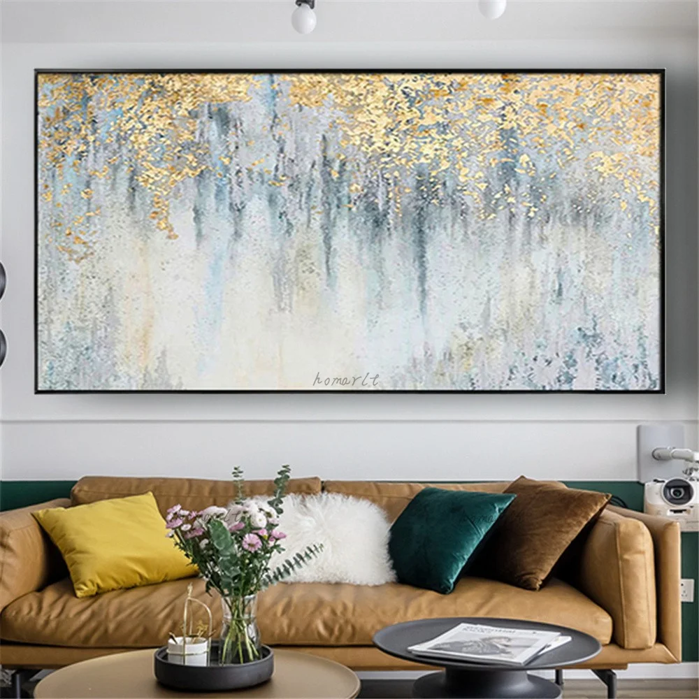 

Pop Large Size Abstract Golden Texture Oil Painting On Canvas Wall Art For Living Room Home Decor 100% Handmade Pendant Artwork