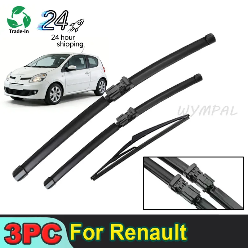 

3pc Wiper LHD Front & Rear Wiper Blades Set For Renault Twingo 2 BJ 2007 - 2014 Windshield Windscreen Window 24"+16"+12"