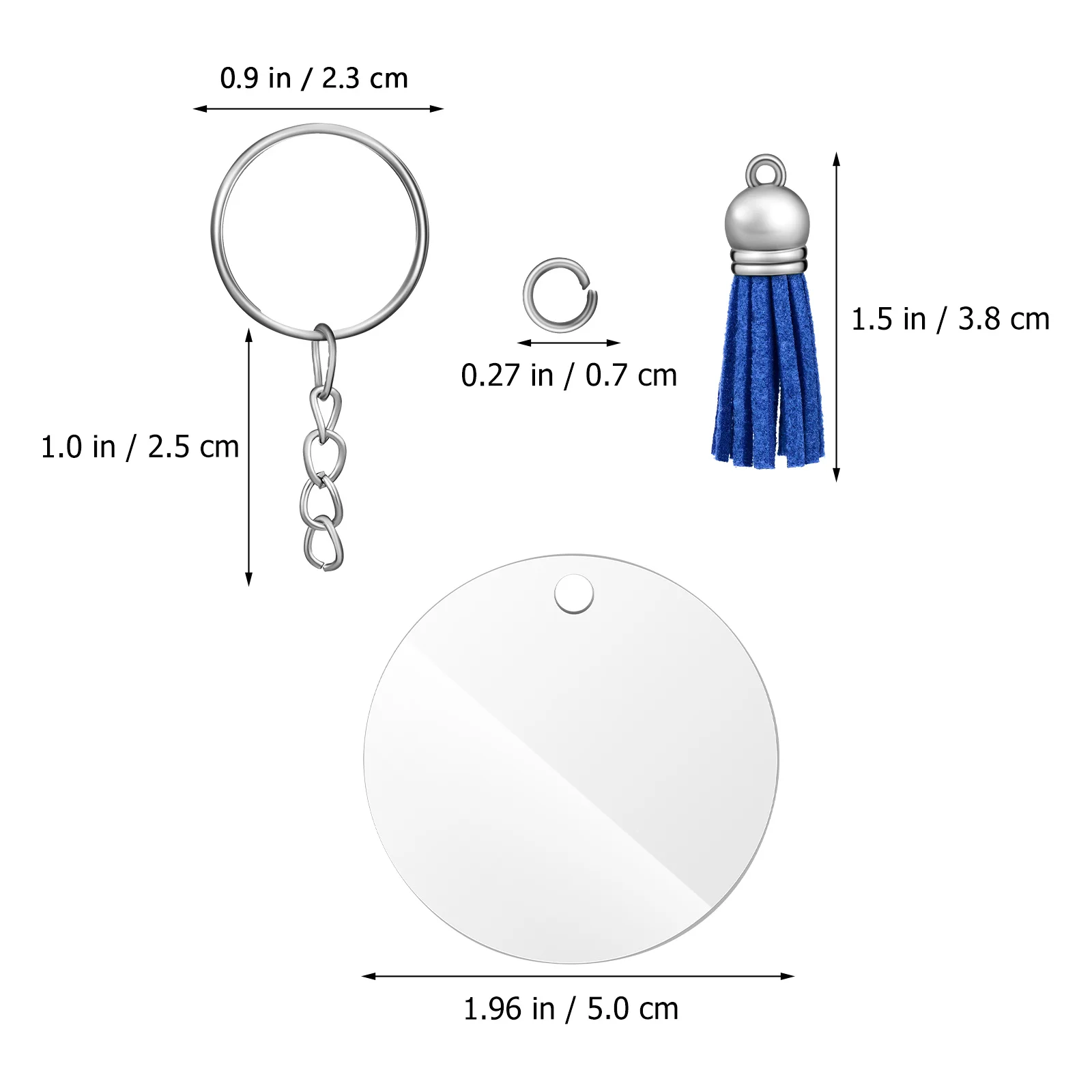 120 قطعة سلسلة المفاتيح السحر عدة الاكريليك الفراغات دائرة على شكل قلب شفافة Diy بها بنفسك لوازم الحرفية صنع المجوهرات اكسسوارات