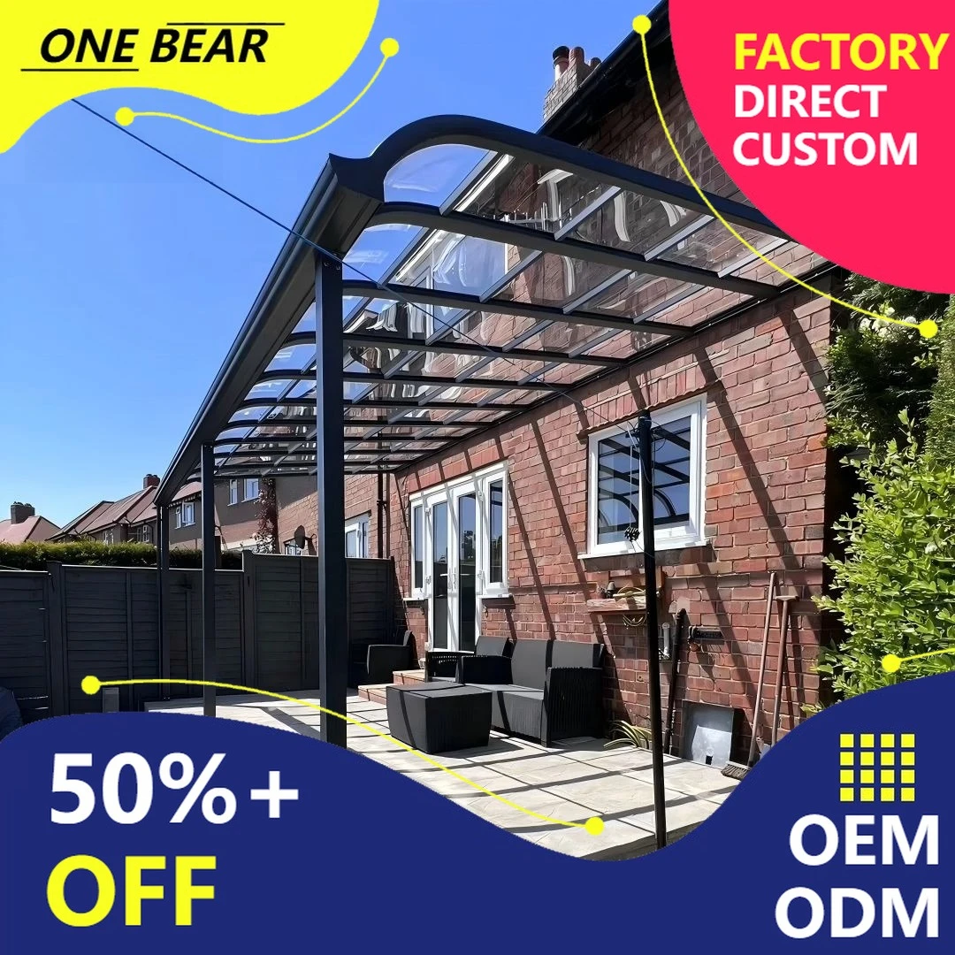 Any Size Custom Heavy Duty Aluminum Alloy Outdoor Balcony Canopy UV Resistant Polycarbonate Roof Patio Typhoon Proof Cover