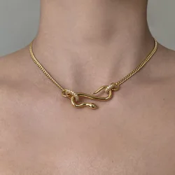 Foydjew 2022 New Trend Necklaces Personalized Full Zircon Round Ring Snake Necklace Simple Clavicle Chain Fashion Punk Jewelry