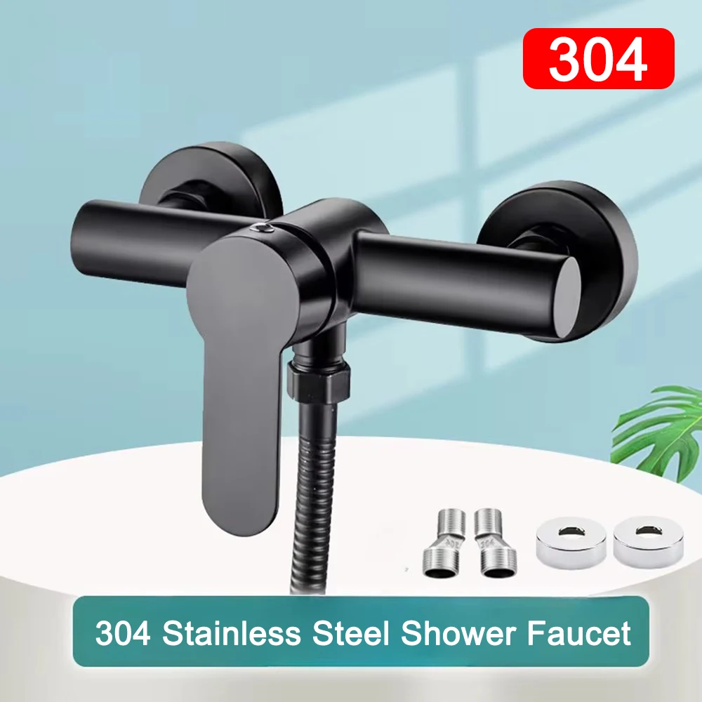 Shower Faucet Stainless Steel Bathroom Shower Faucet Bathtub Faucet Wall Mounted Hot and Cold Water Mixer Valve For Bathroom