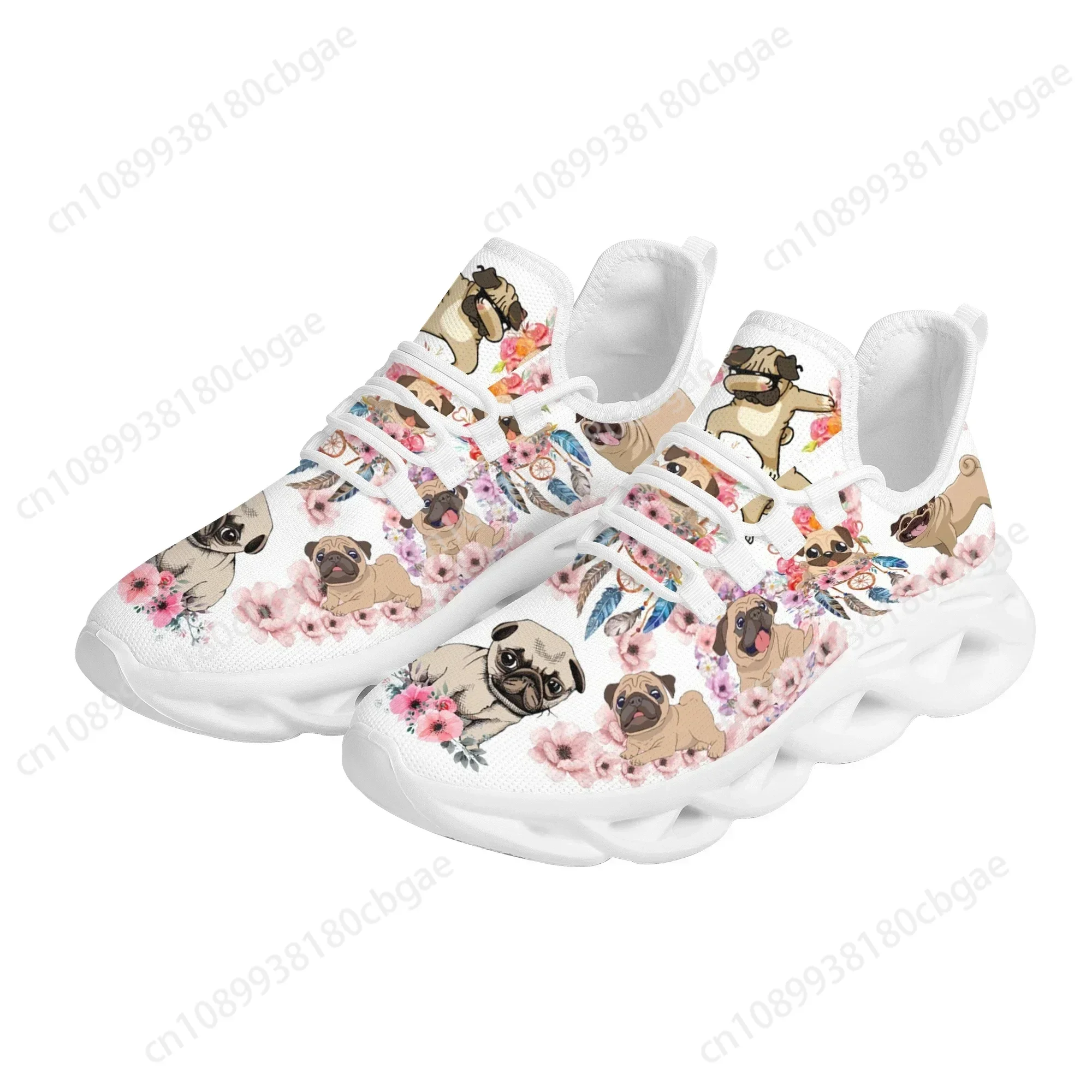 

Hot Cute Bulldog Floral Print Women's Mesh Shoes Height Increasing Platform Shoes for Dog Lovers Non-Slip Running Tennis