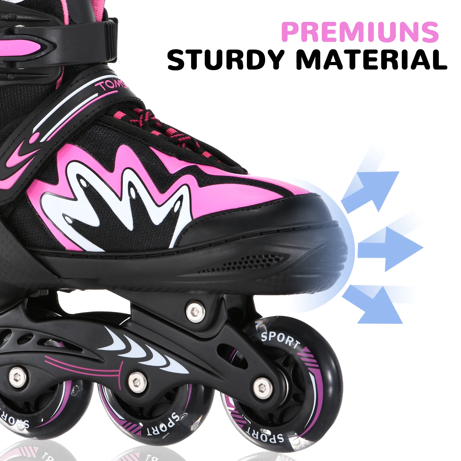 Inline-Skateschuhe für Kinder, verstellbare Rollschuhe mit leuchtenden Rädern, sicheres Dreifachverschlusssystem für Mädchen und Jungen – Detail 4